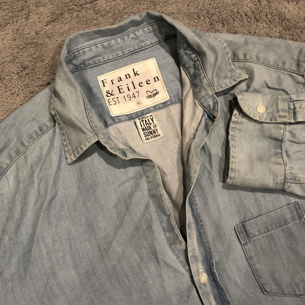 Frank & Eileen Japanese Exclusive Men's XL Dusty Light Indigo Wash Button Shirt
